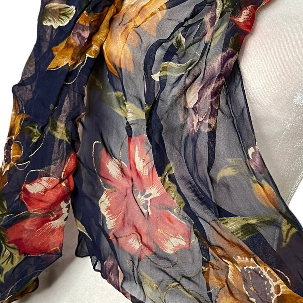 Vintage scarf floral multicolor rectangular scarf Lightweight Y2K Boho